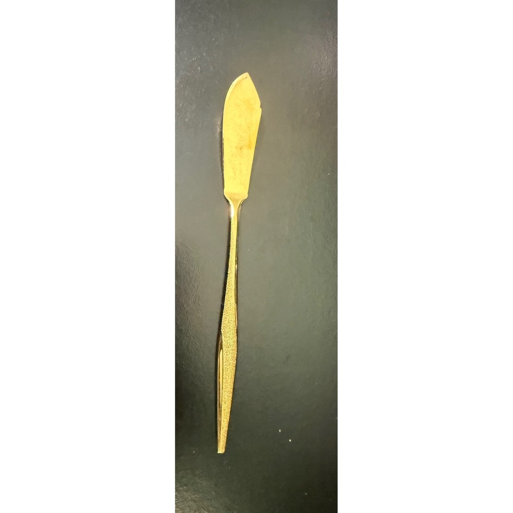 Vintage Florentine Gold Tone Butter Spreader Knife Mid-Century Modern Flatware